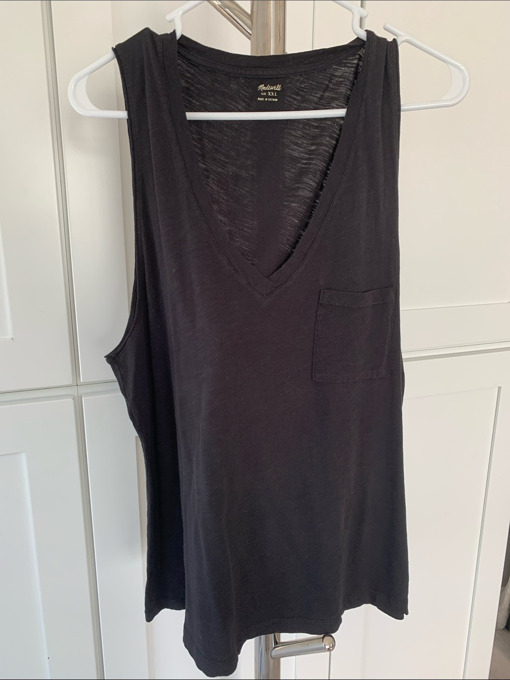 Madewell Black V-Neck Pocket Tank Top